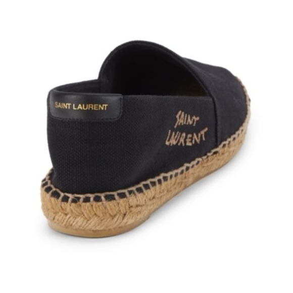 YSL Saint Laurent Mens Black Canvas Slip On Espadrille Size 45/ US 11 - Picture 3 of 16